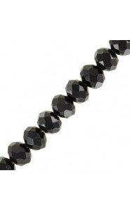 Faceted glass rondelle beads 4x3mm Black pearl shine coating